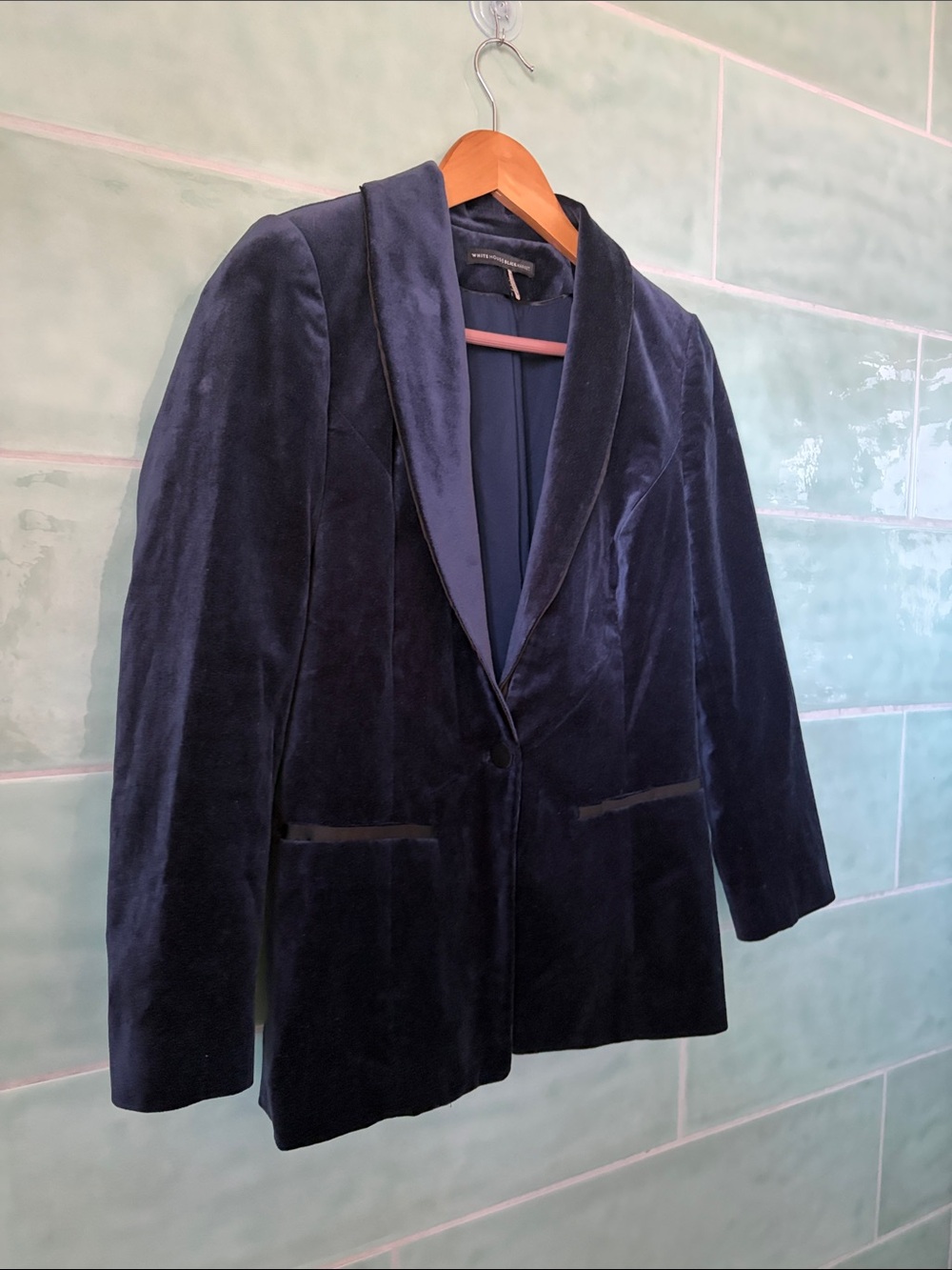 White House Black Market Velvet Blazer - Navy Blue - Picture 2 of 8